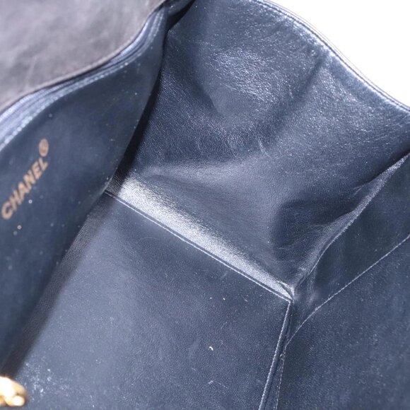 CHANEL Matelasse Chain Hand Bag Lamb Skin Black Gold CC Auth - Picture 10 of 16